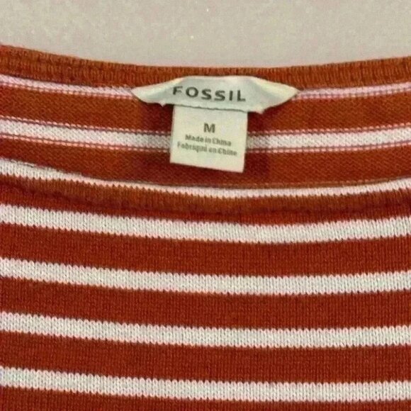 Fossil Womens Sz Medium Addison Burnt Orange Stripe Knit Dress Cosplay Y2K Flaw - Picture 3 of 12